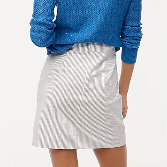 J. Crew Seersucker Cotton A-line Mini Skirt Stripes Size 10/M NWT - Picture 2 of 7